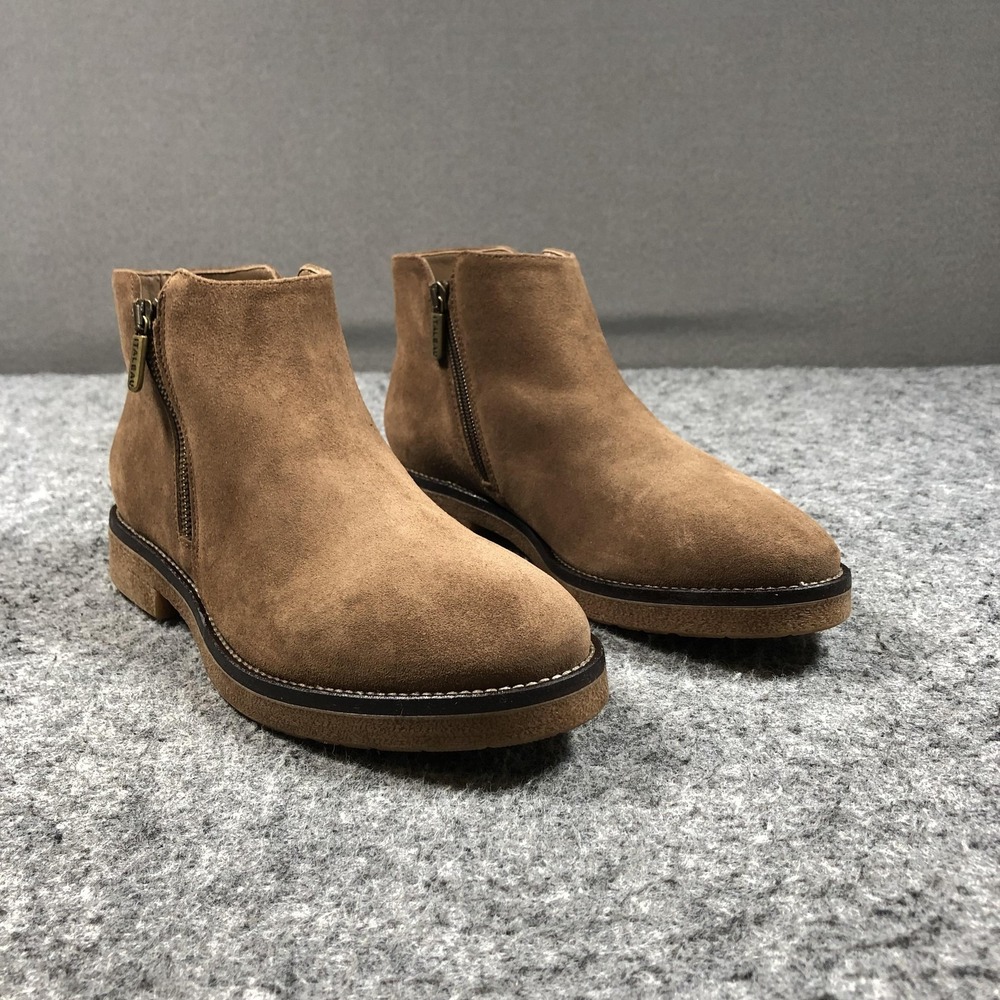 ITALEAU Foliana Ankle Booties Womens 10.5 Brown Suede Waterproof Zip Heel